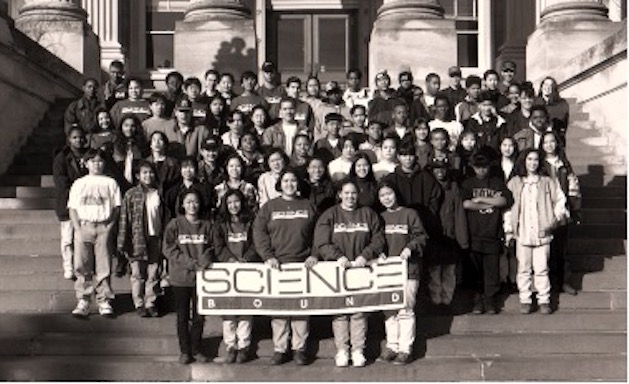 Black & white image of Science Bound students from 1993