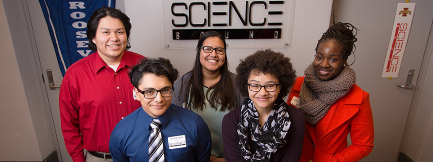 Science Bound Students with Sign