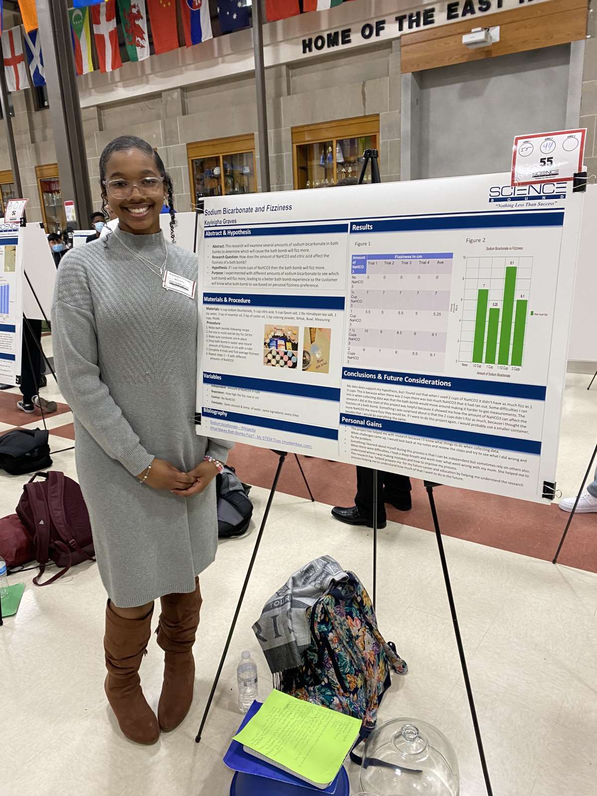 Student at Science Fair with their poster.